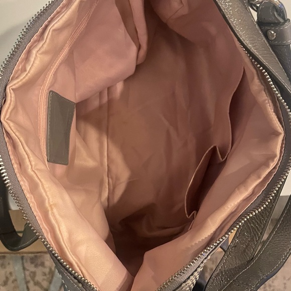 Grey and light grey leather and fabric coach bag - Picture 6 of 6